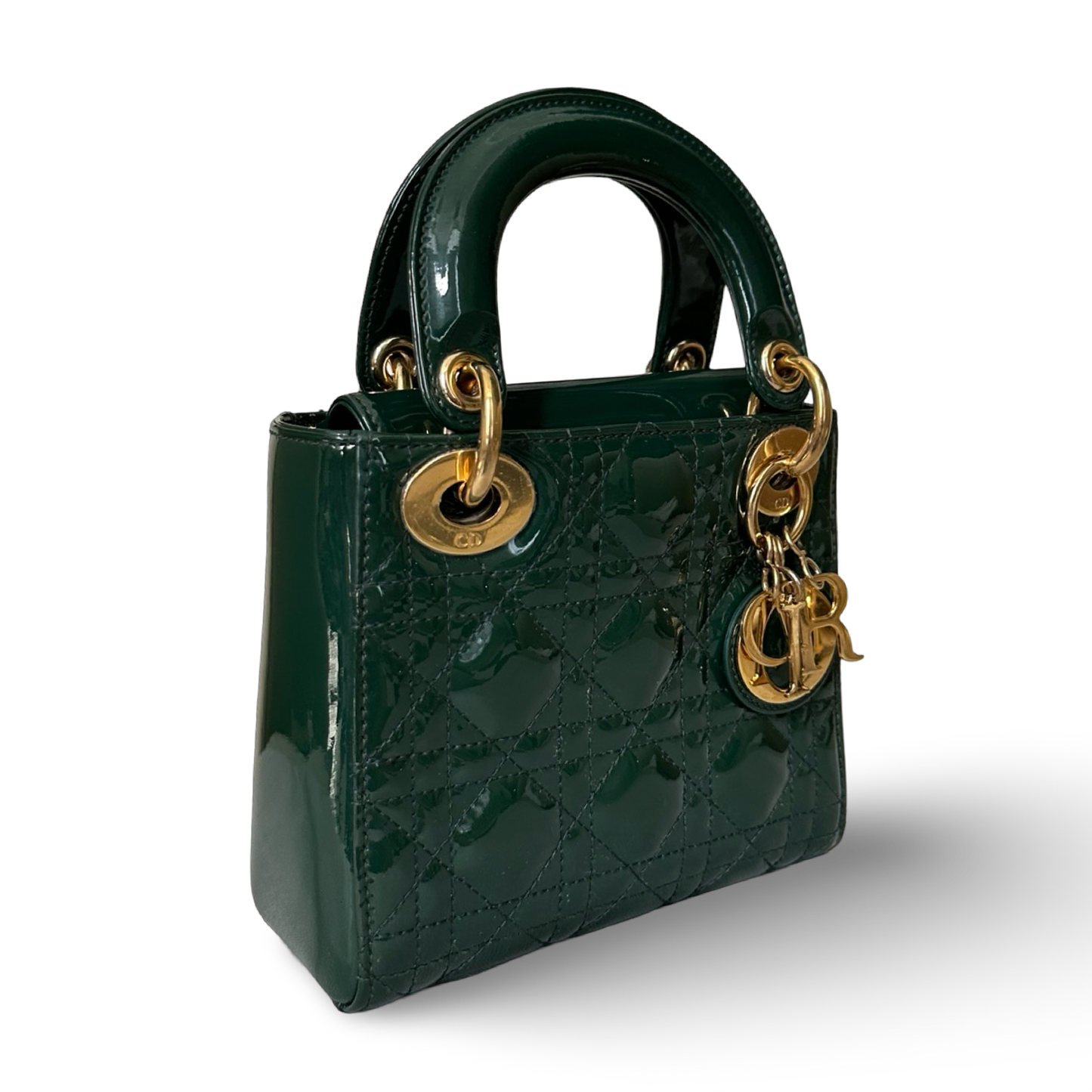 Dior Classic Patent Mini Lady Bag - GHW / Green