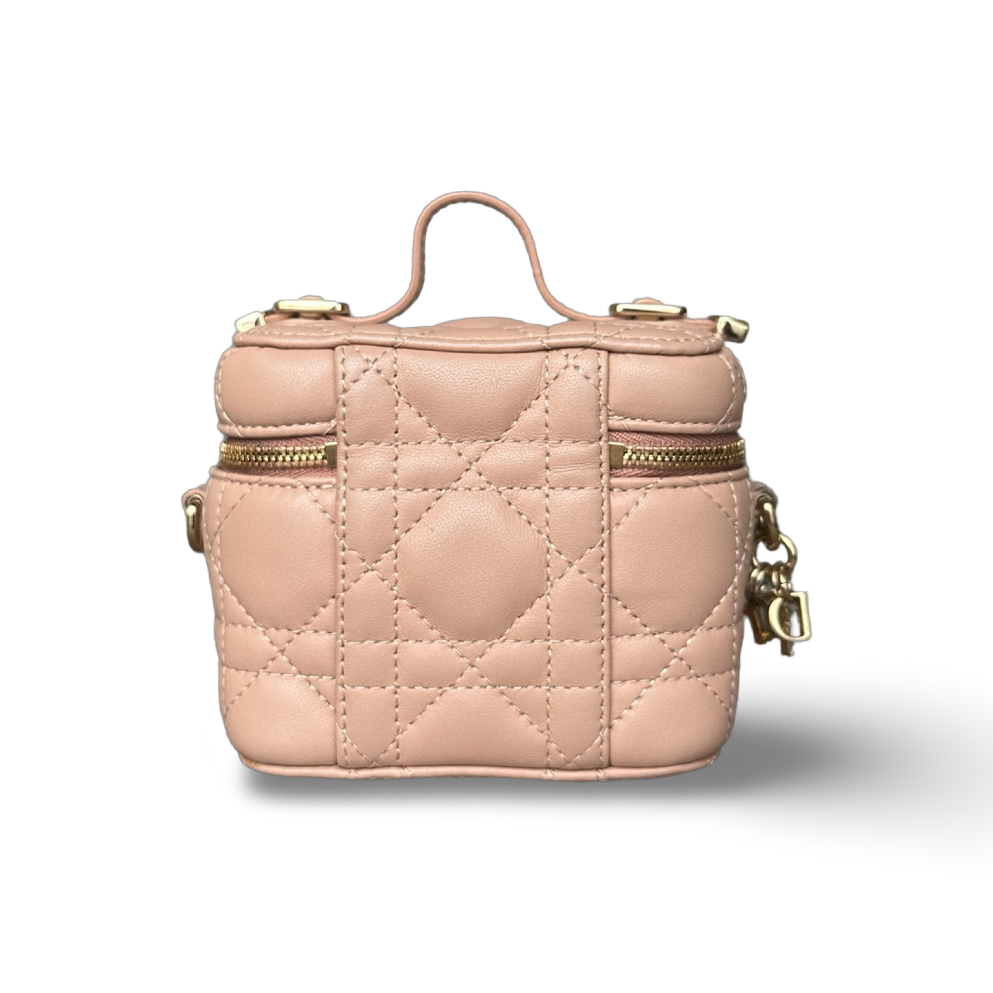 Dior Lambskin Cannage Micro Lady Dior Vanity Case - GHW / Blush