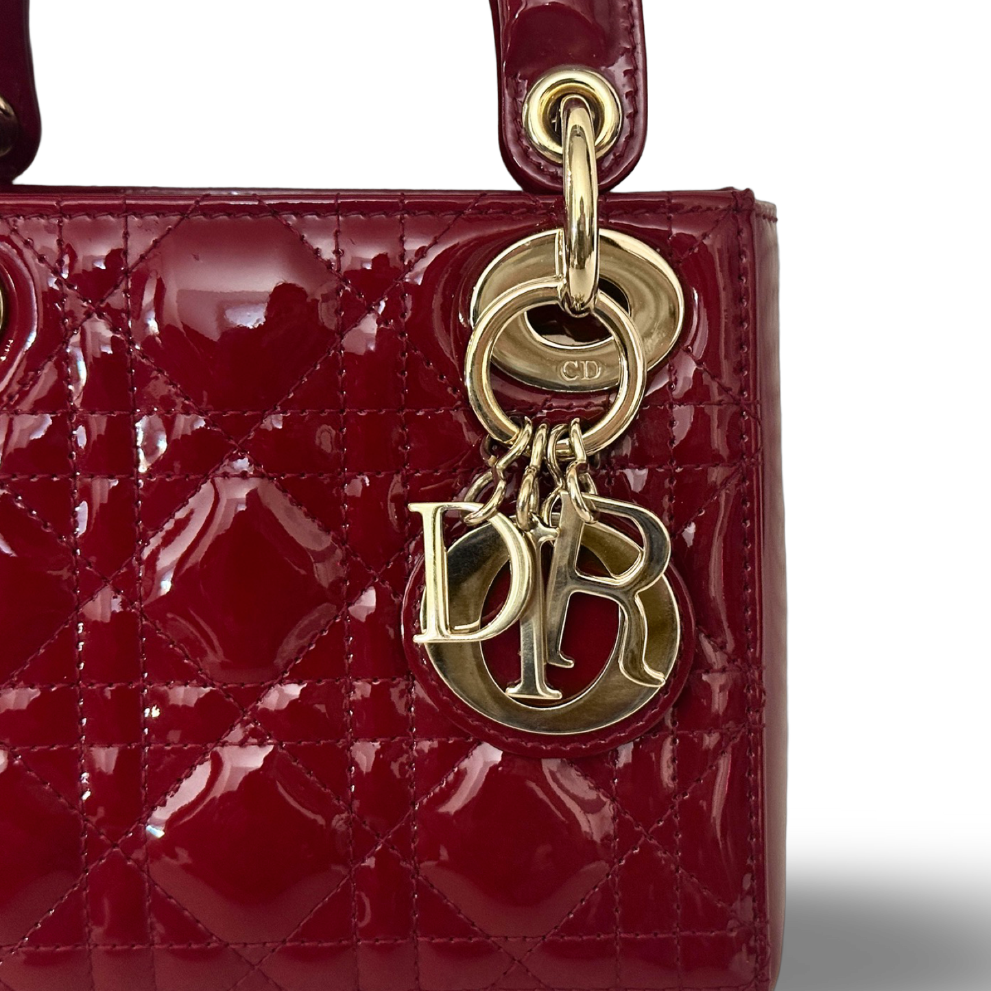 Dior Classic Patent Mini Lady Bag - GHW /  Red