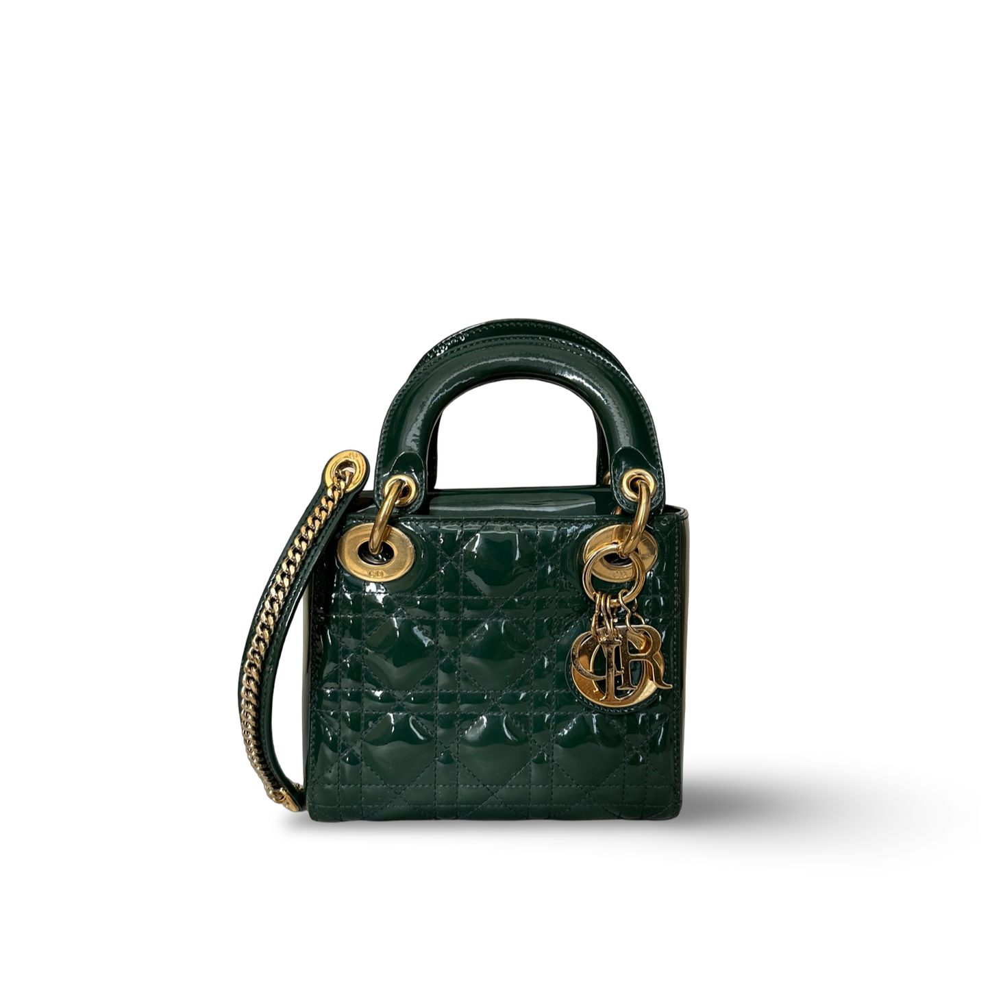 Dior Classic Patent Mini Lady Bag - GHW / Green