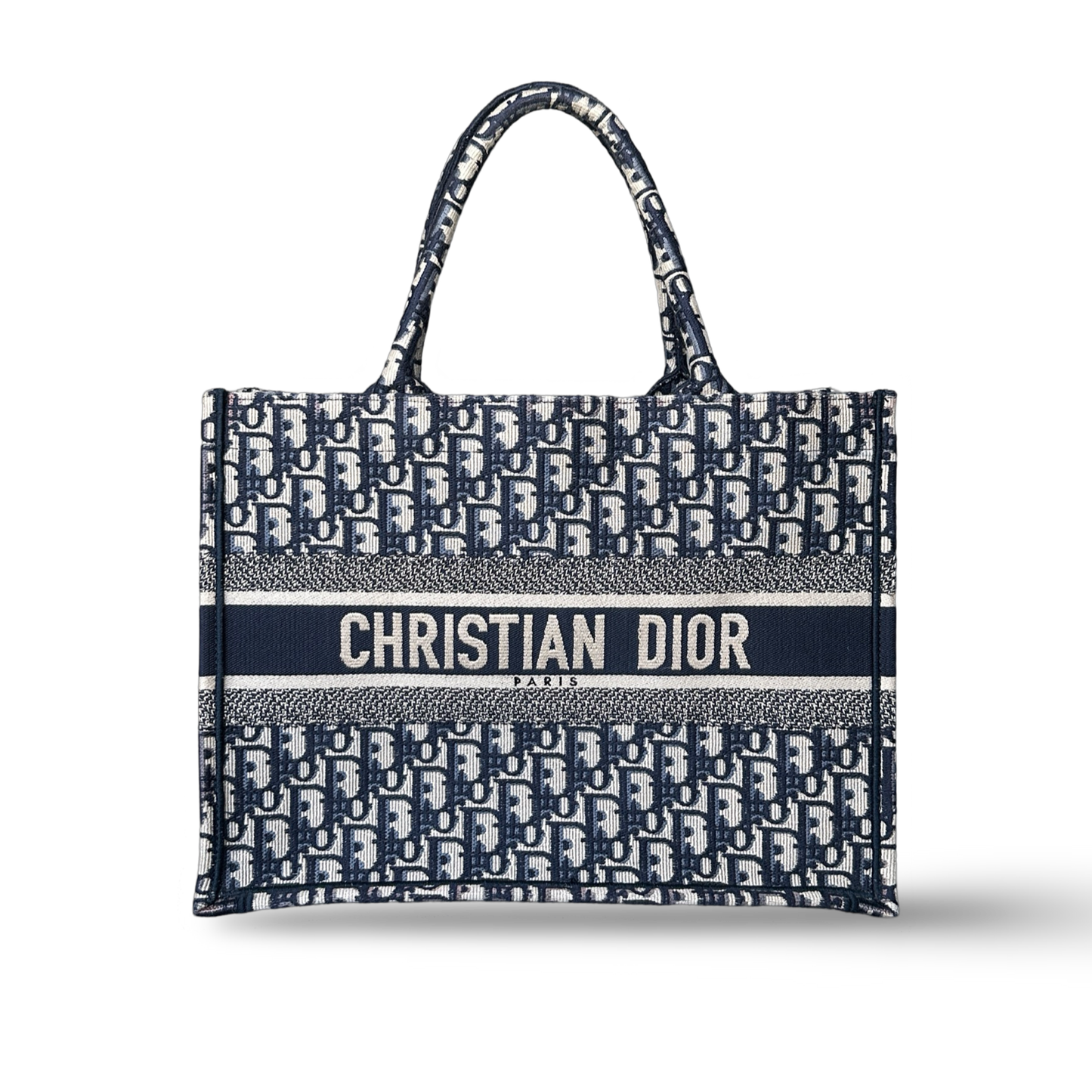 Dior Canvas Medium Stripe Tote Bag - Navy