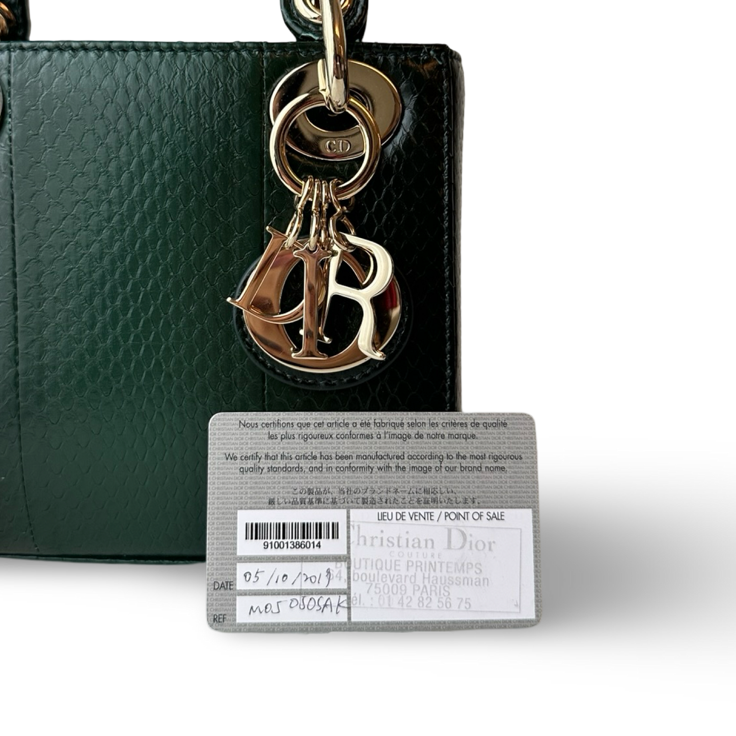 Dior Sneak Skin Mini Lady Bag - GHW / Green