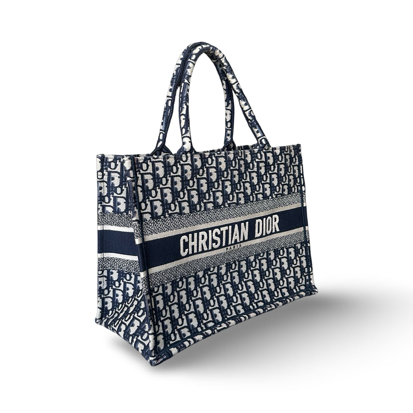 Dior Canvas Medium Stripe Tote Bag - Navy