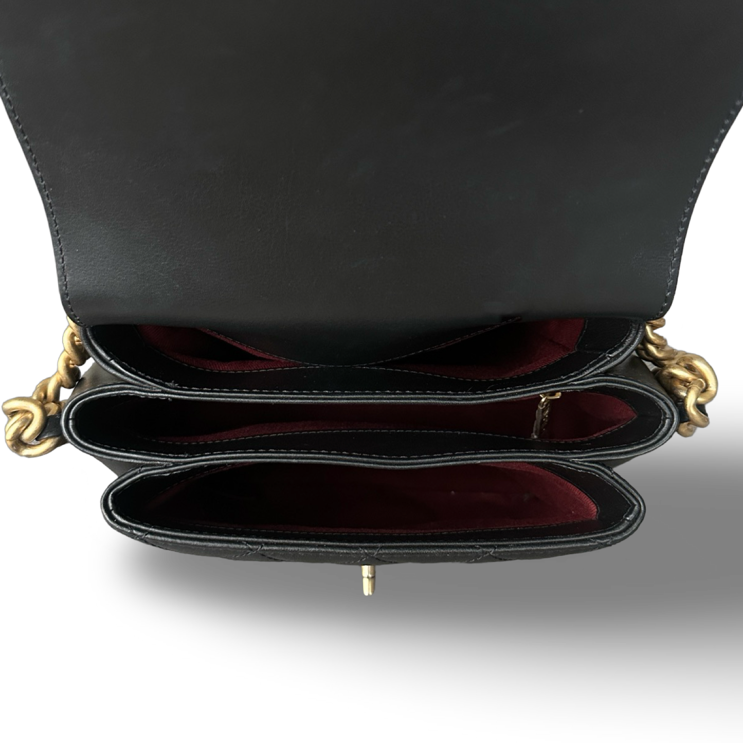 Chanel Quilted Calfskin Medium Side Chain Compartment Flap Bag - GHW / Black