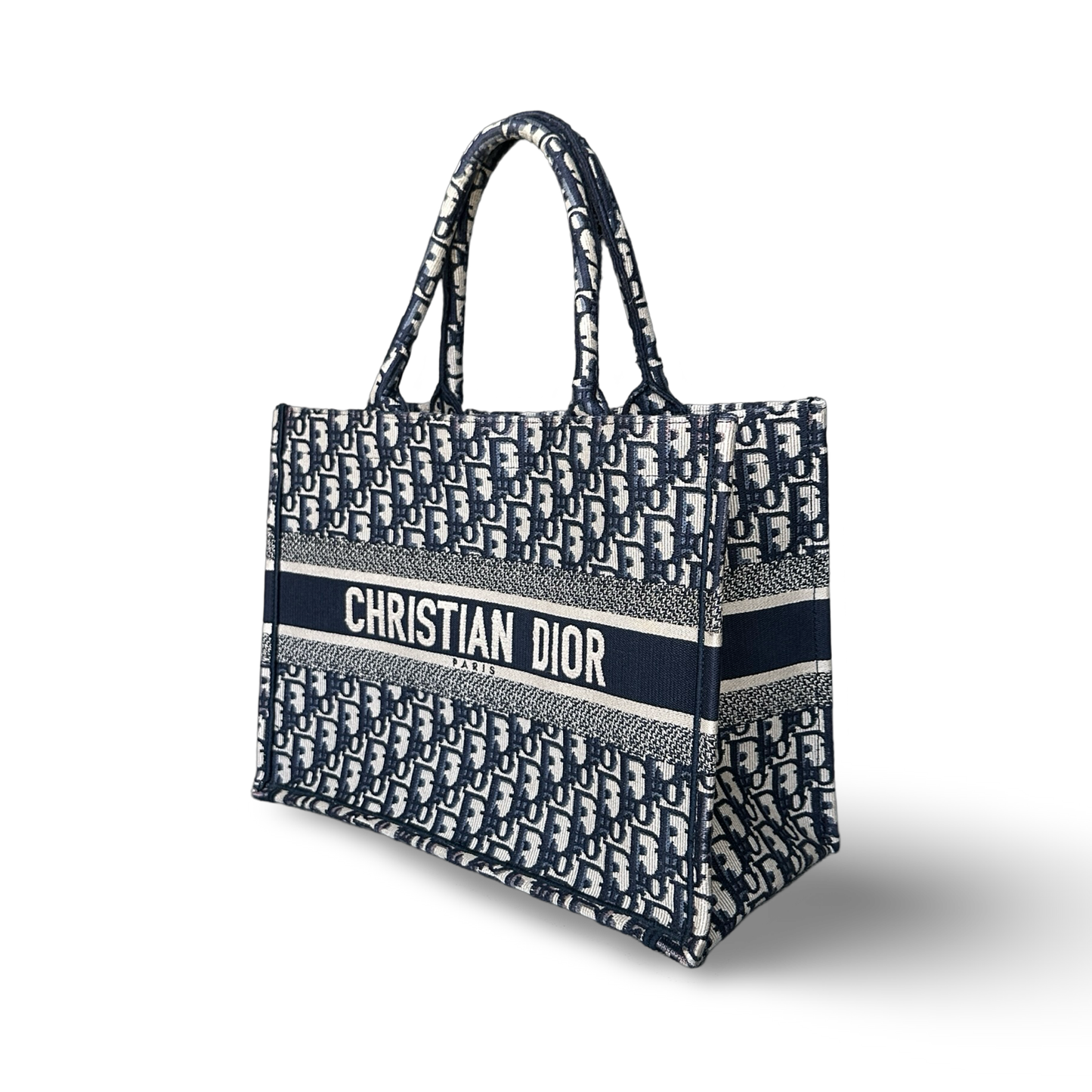 Dior Canvas Medium Stripe Tote Bag - Navy