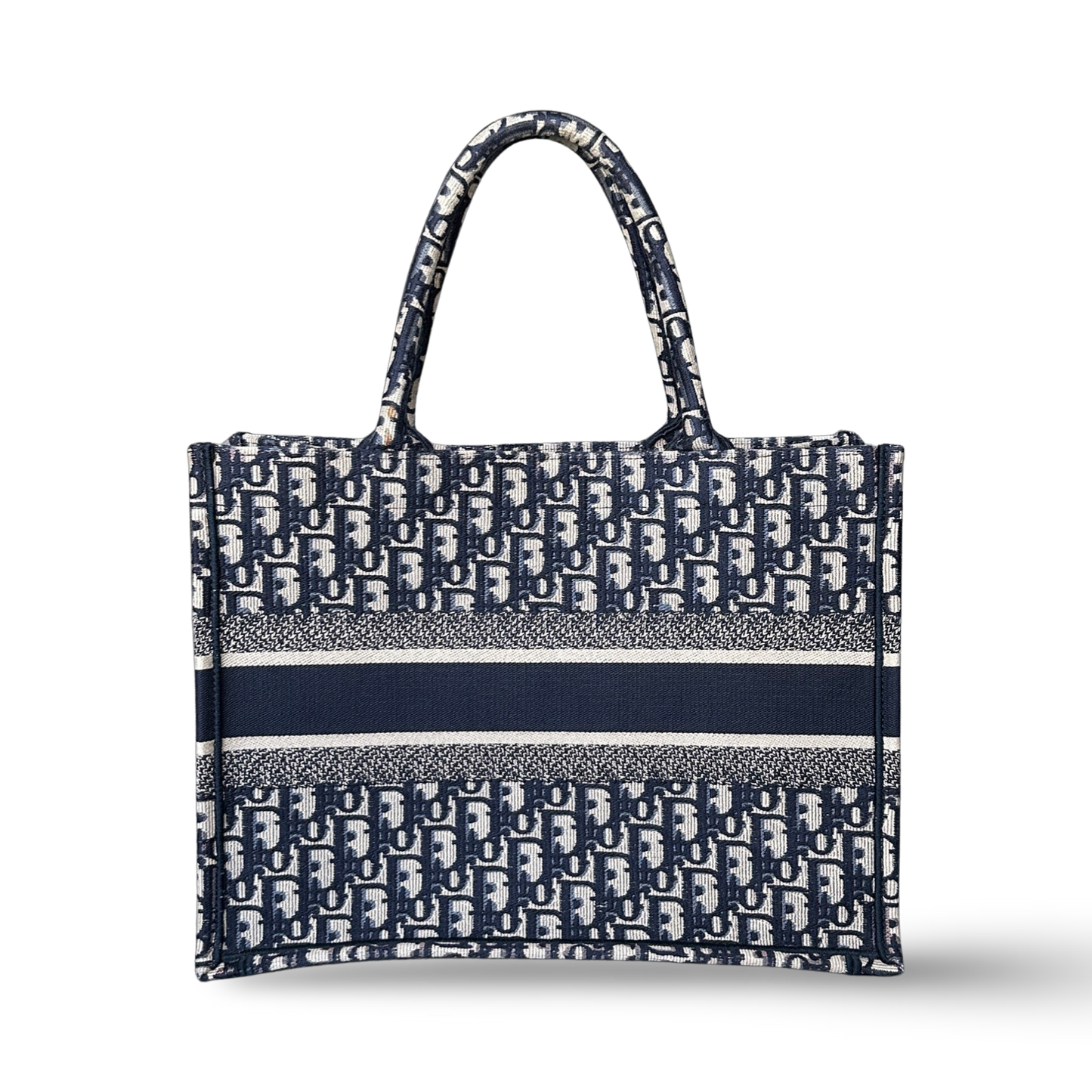 Dior Canvas Medium Stripe Tote Bag - Navy