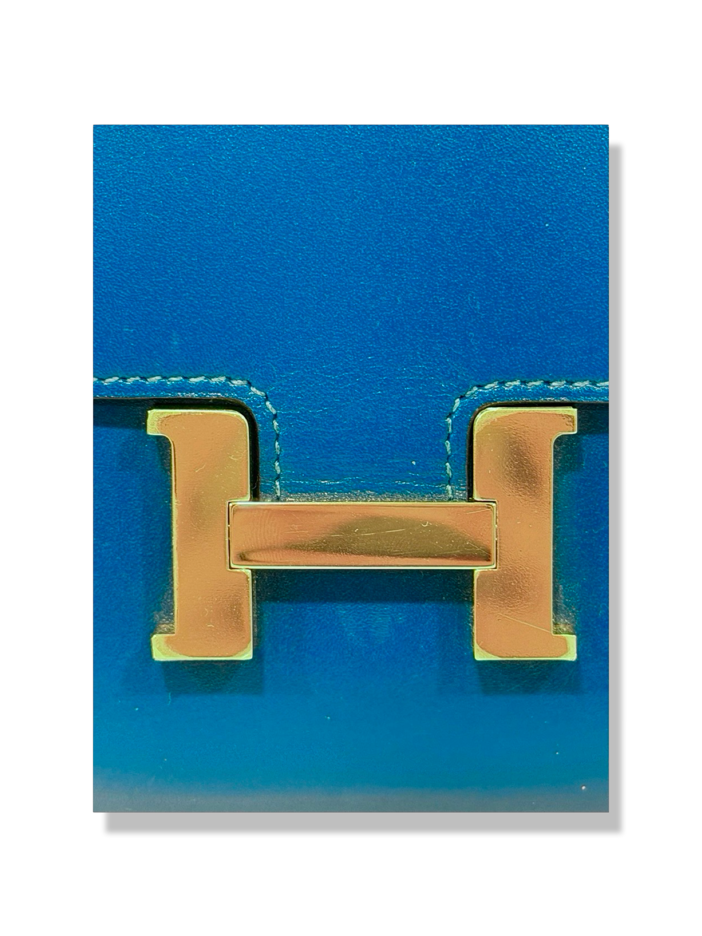 Hermes Box Compact Constance Short Wallet  - GHW / Blue