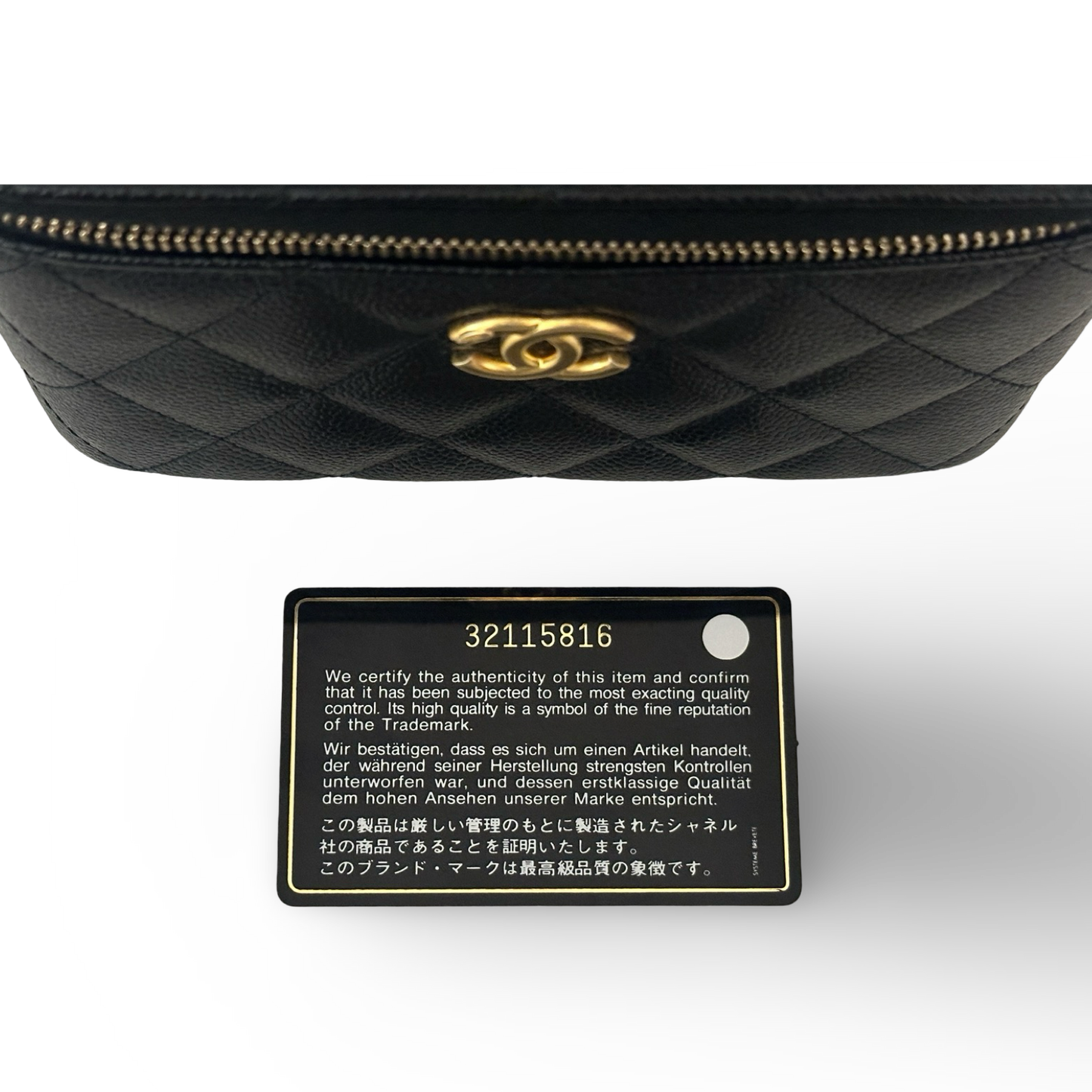 Chanel Quilted Caviar Pick Me Up Vanity Case - GHW / Black