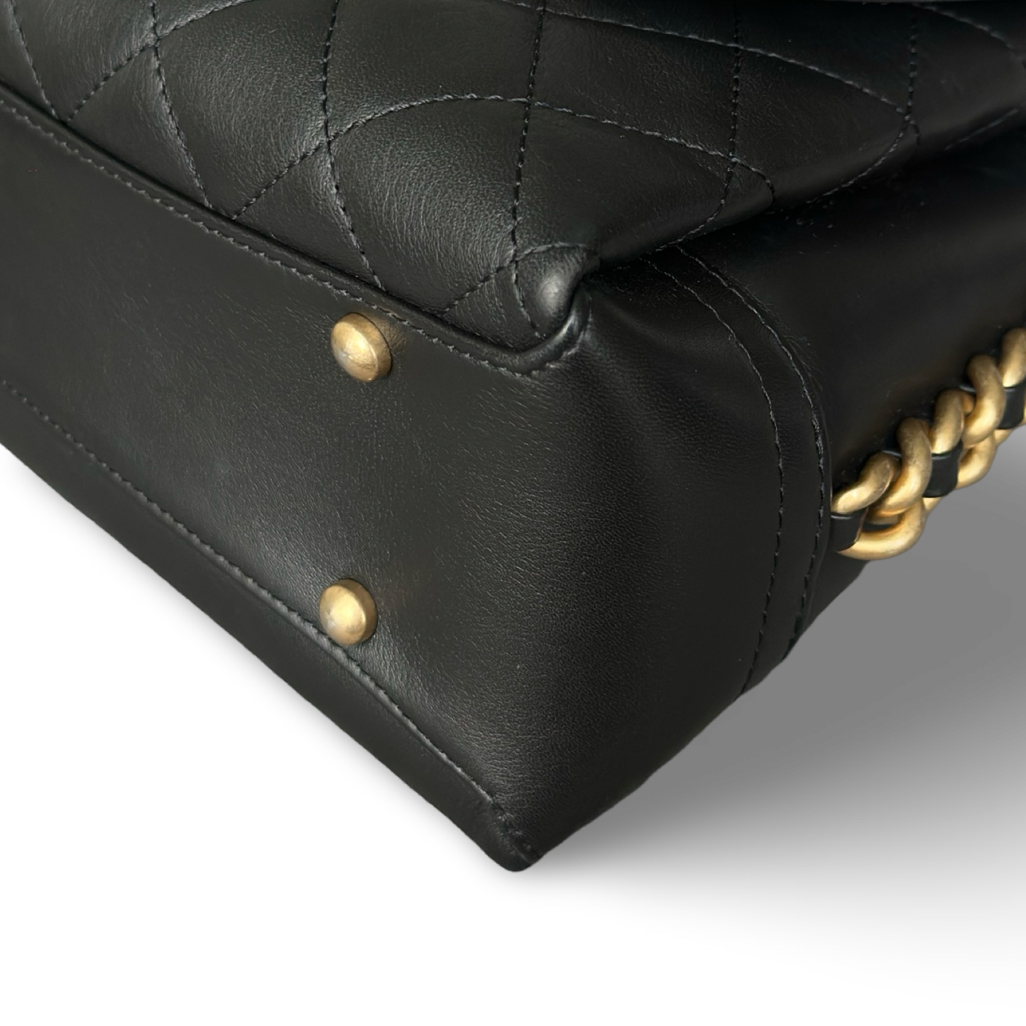 Chanel Quilted Calfskin Medium Side Chain Compartment Flap Bag - GHW / Black