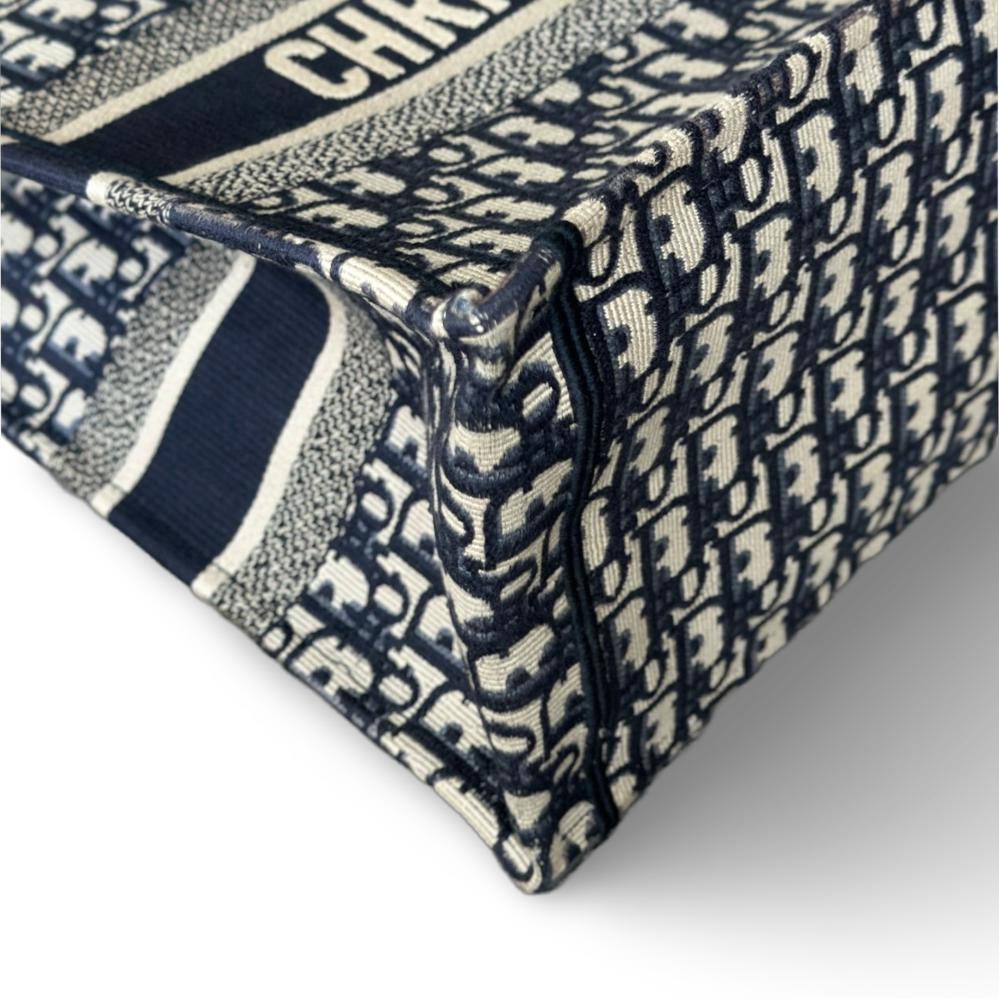 Dior Canvas Medium Stripe Tote Bag - Navy