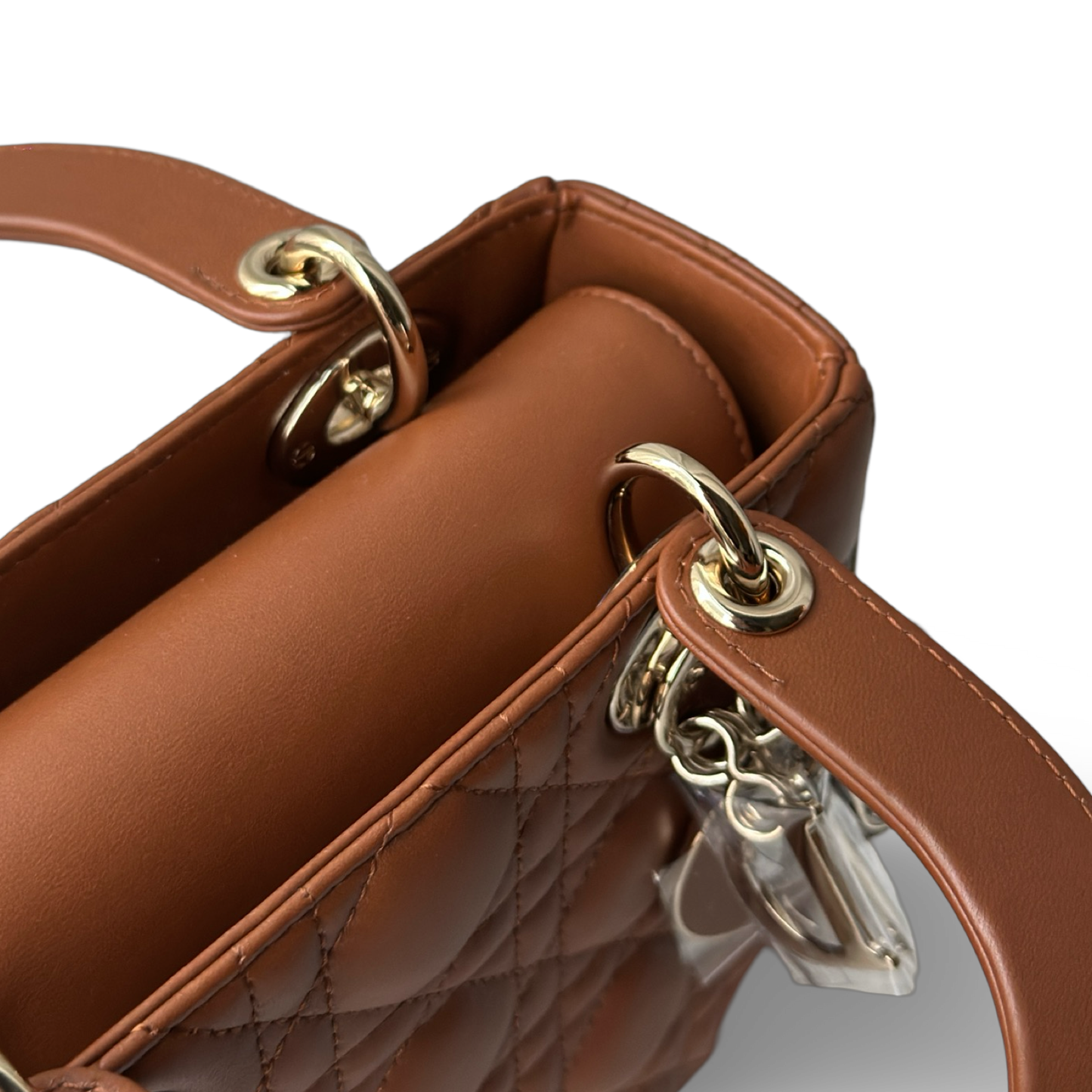 Dior Classic Lambskin Small ABC Dior Lady Bag - GHW / Brown