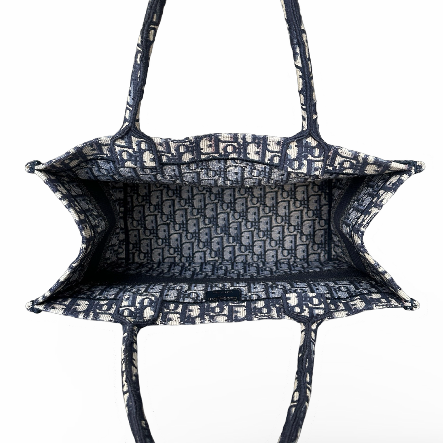 Dior Canvas Medium Stripe Tote Bag - Navy
