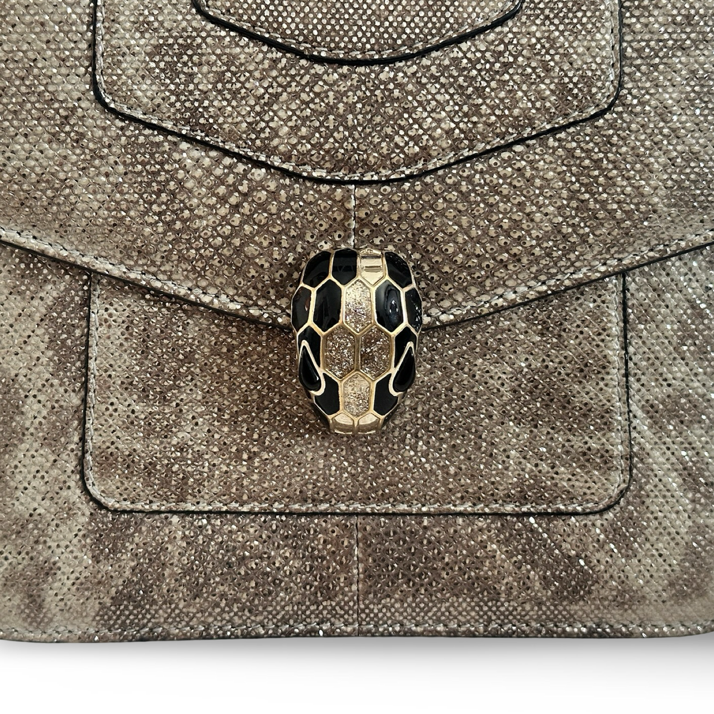 Bvlgari Snake Skin Serpenti Forever Top Handle Bag - GHW / Brown