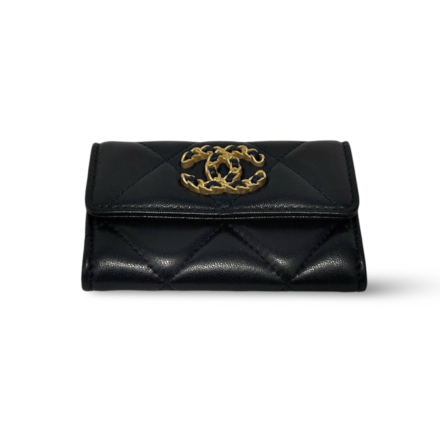 Chanel 19 Flap Card Holder Black