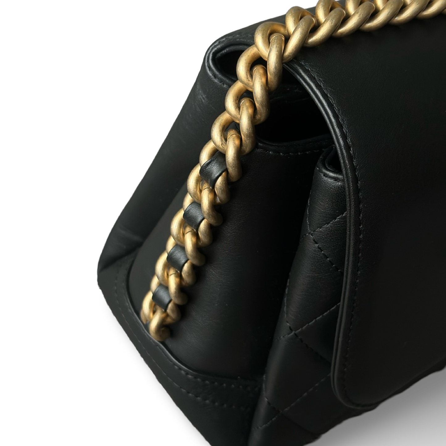 Chanel Quilted Calfskin Medium Side Chain Compartment Flap Bag - GHW / Black