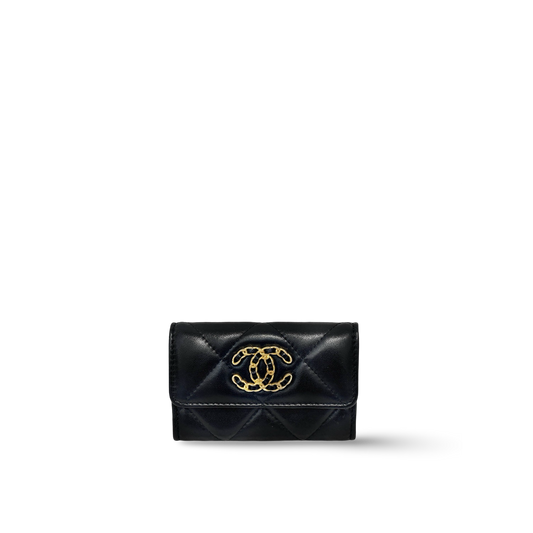 Chanel 19 Flap Card Holder Black