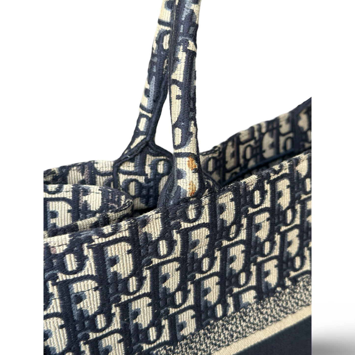 Dior Canvas Medium Stripe Tote Bag - Navy
