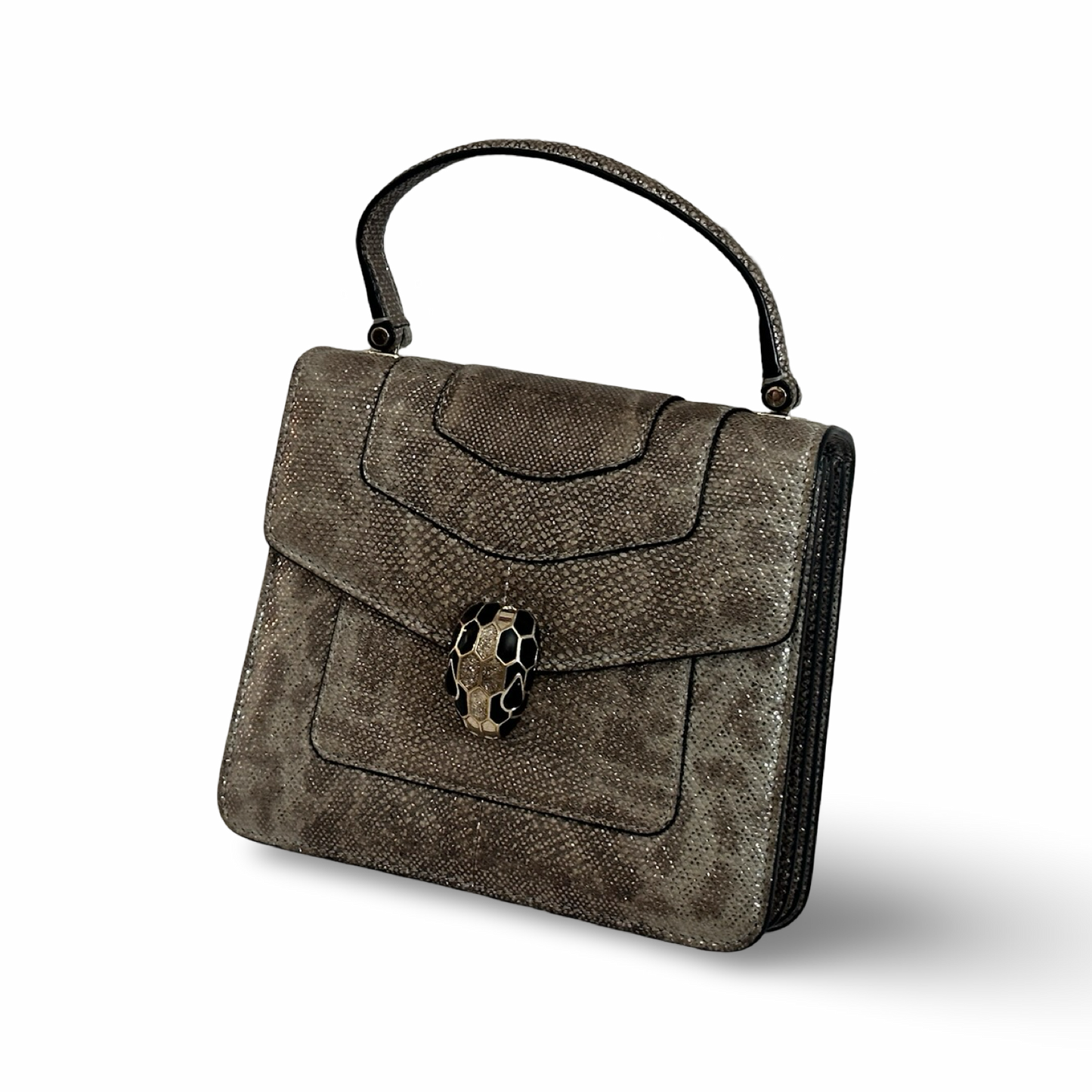 Bvlgari Snake Skin Serpenti Forever Top Handle Bag - GHW / Brown