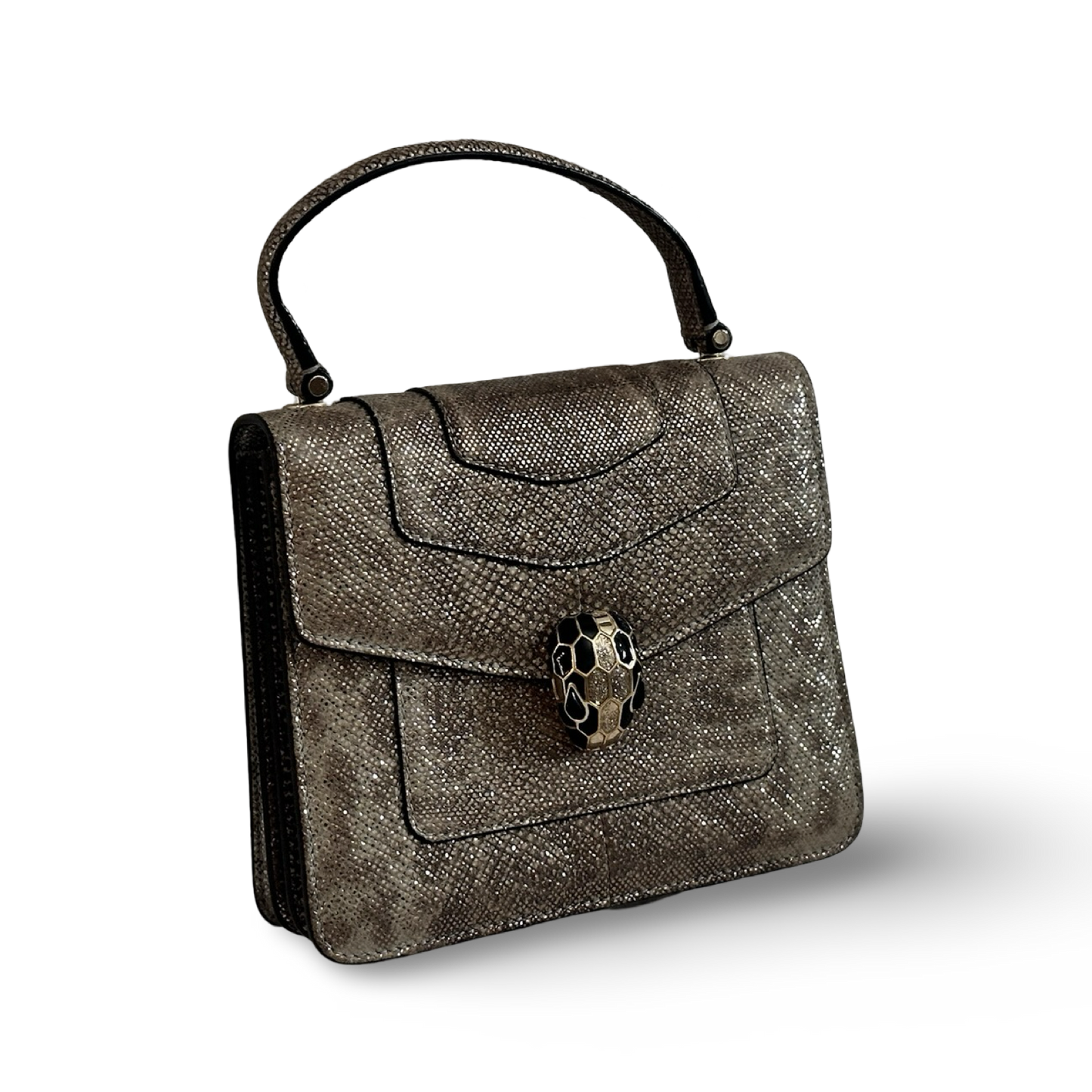 Bvlgari Snake Skin Serpenti Forever Top Handle Bag - GHW / Brown