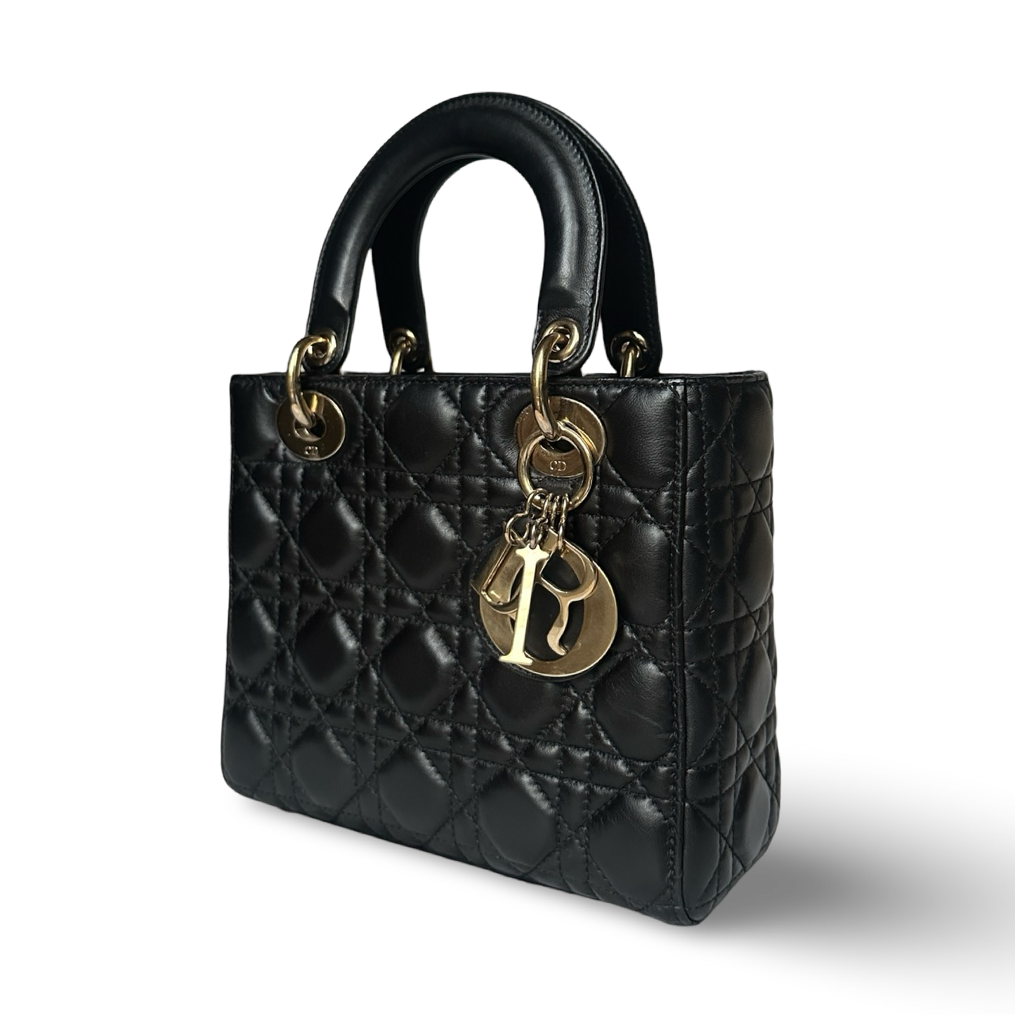 Dior Abc Charms Calfskin Small Lady Bag - GHW / Black