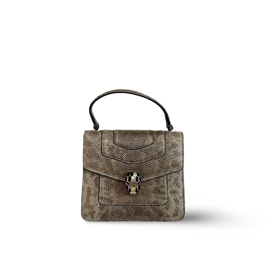 Bvlgari Snake Skin Serpenti Forever Top Handle Bag - GHW / Brown