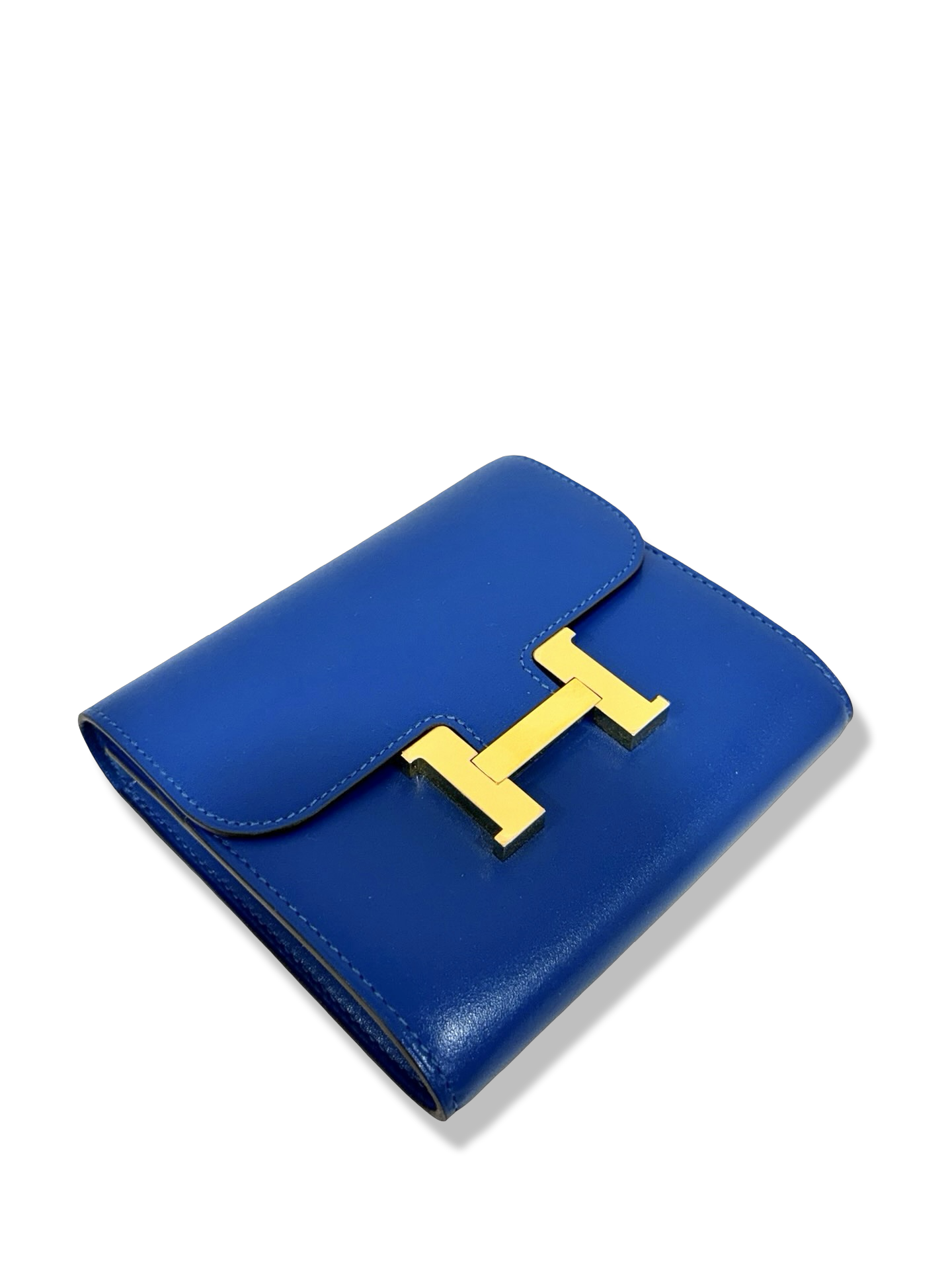 Hermes Box Compact Constance Short Wallet  - GHW / Blue