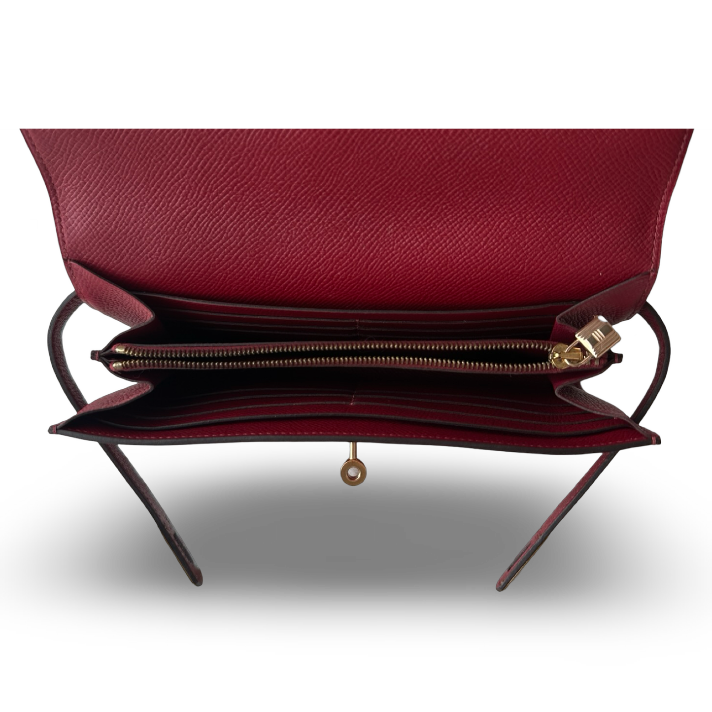 Hermes Kelly Wallet Gold K1 Rouge Grenade