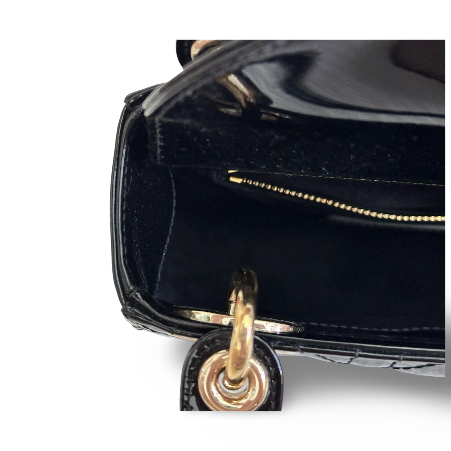 Dior Classic Patent Mini Lady Bag - GHW / Black