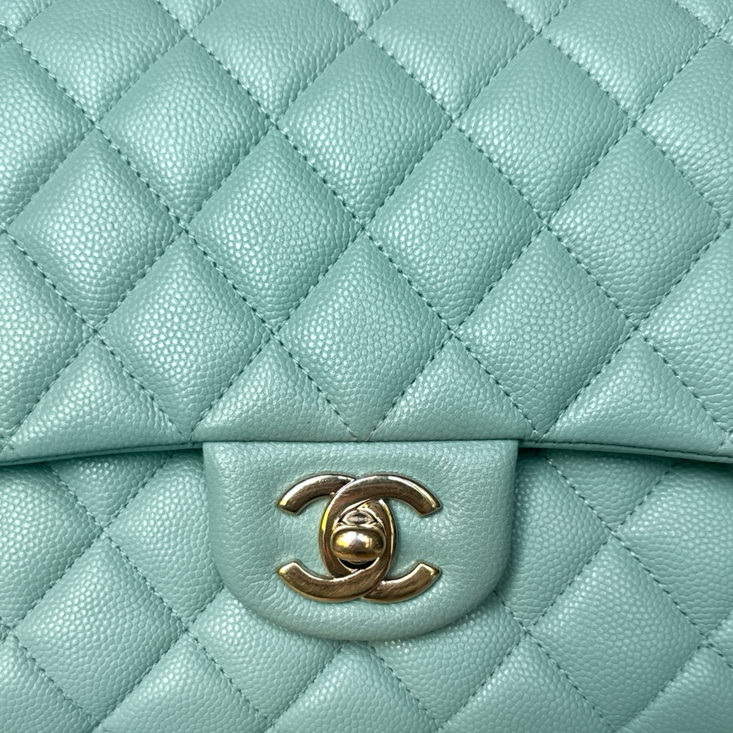 Chanel Classic Caviar Medium Double Flap - GHW / Morandi Blue