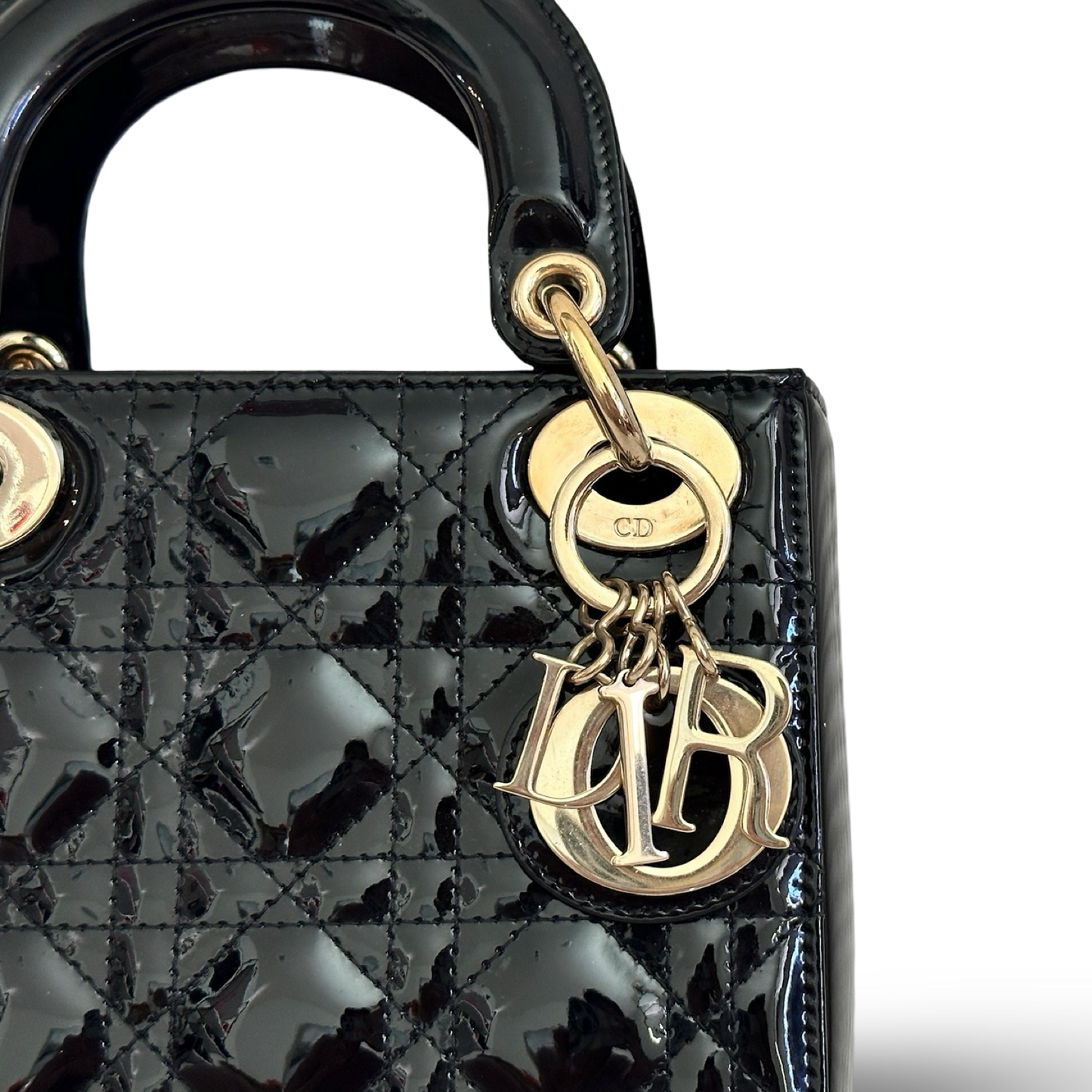 Dior Classic Patent Mini Lady Bag - GHW / Black