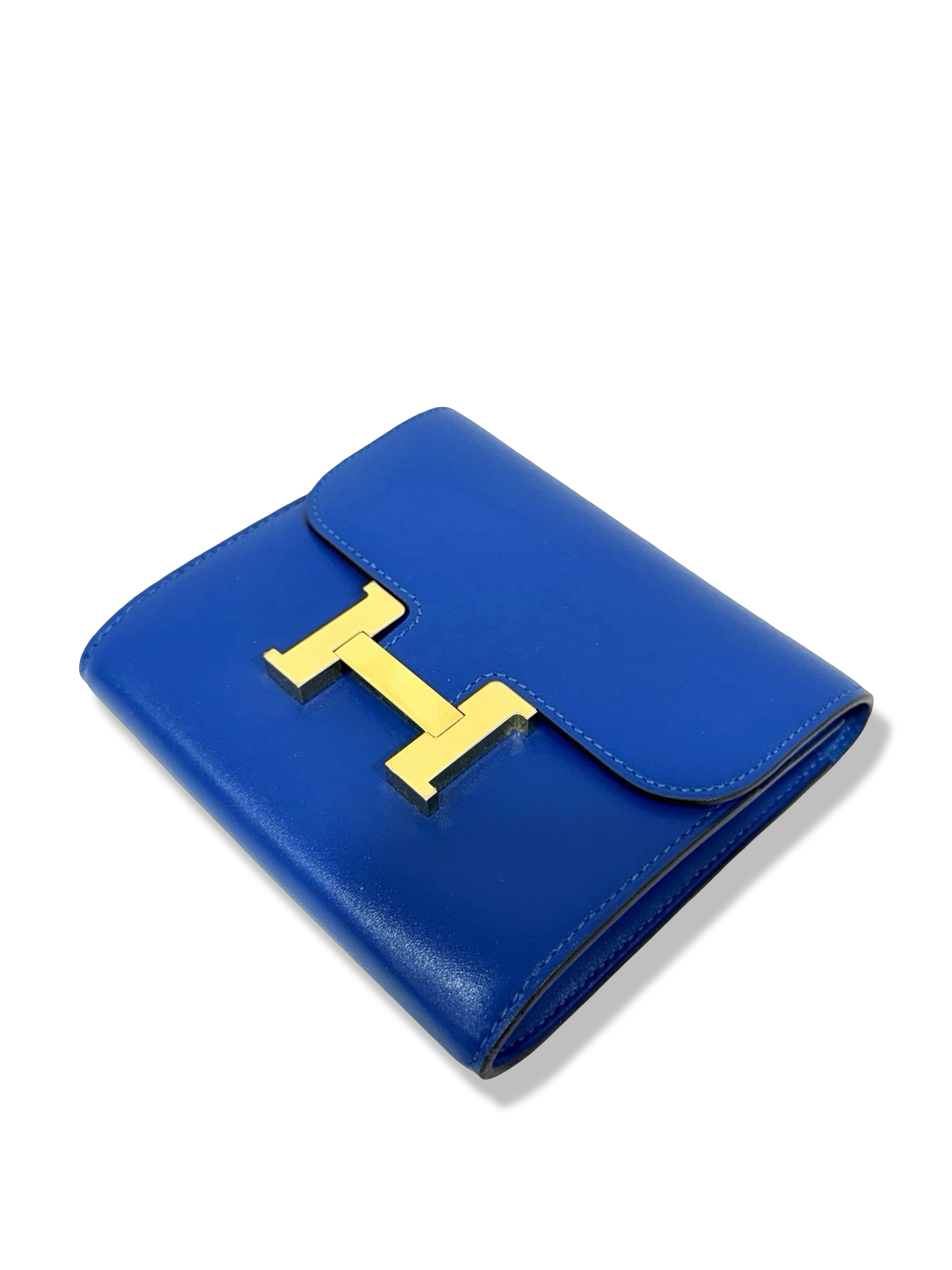 Hermes Box Compact Constance Short Wallet  - GHW / Blue