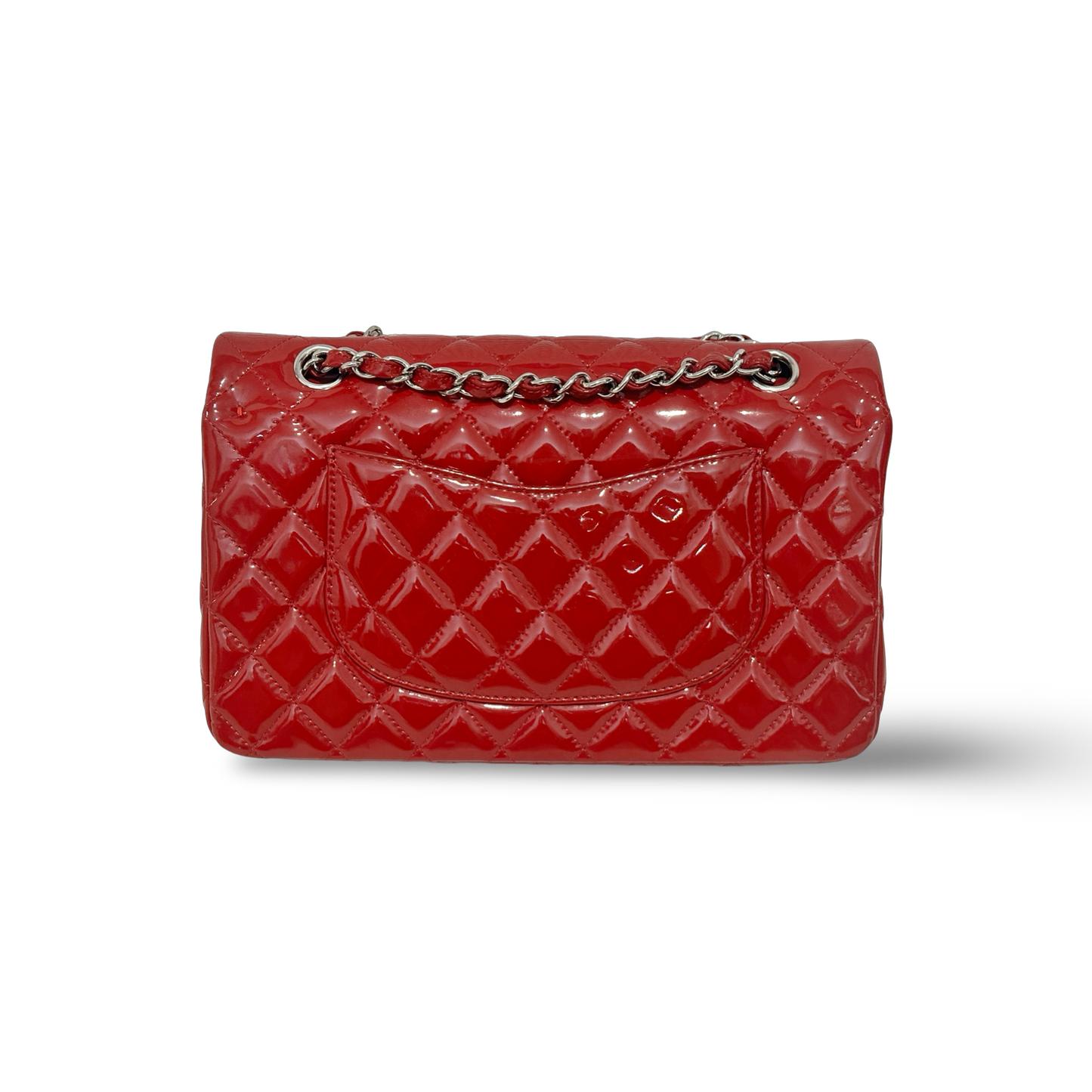 Chanel Classic Patent Medium Double Flap - SHW / Red