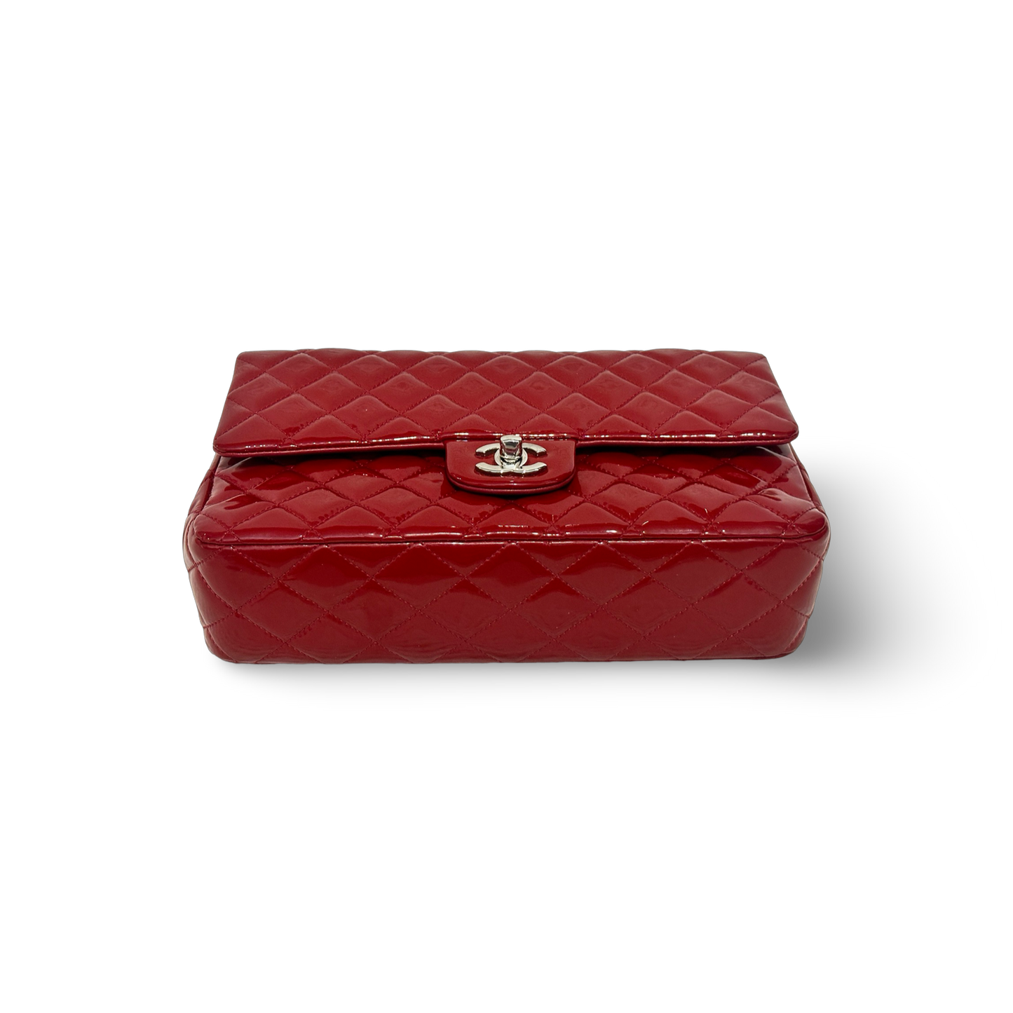 Chanel Classic Patent Medium Double Flap - SHW / Red