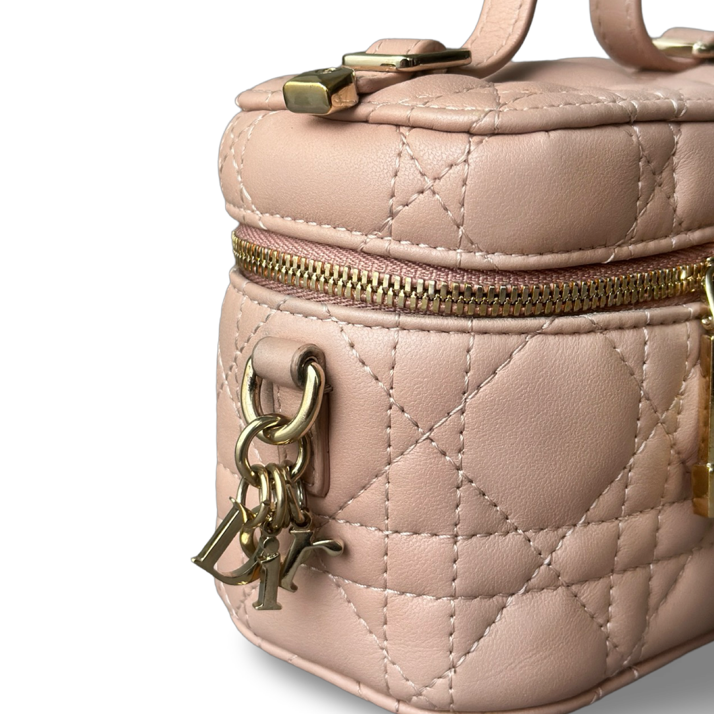 Dior Lambskin Cannage Micro Lady Dior Vanity Case - GHW / Blush