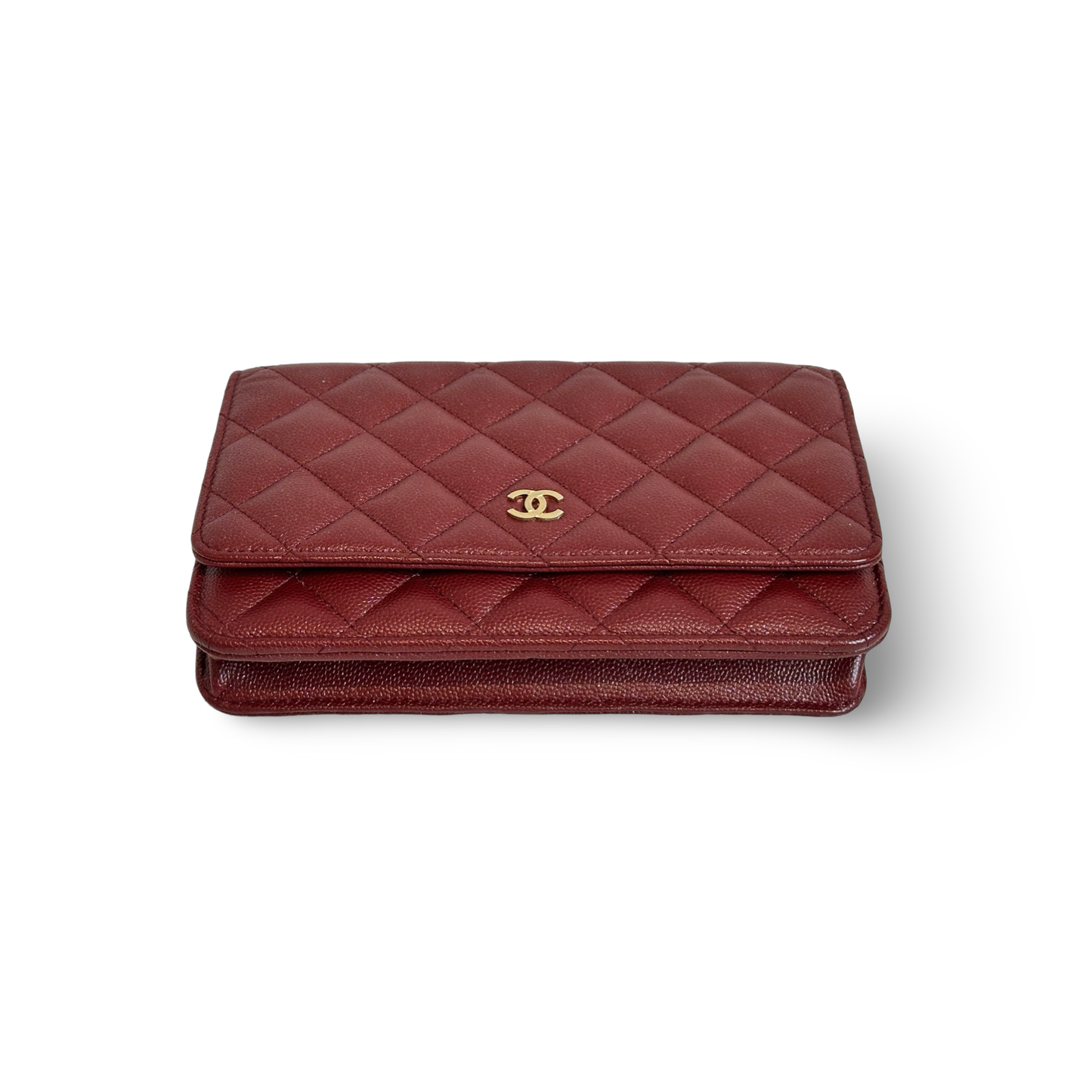 Chane Classic Quilted  Caviar WOC - GHW / Burgundy