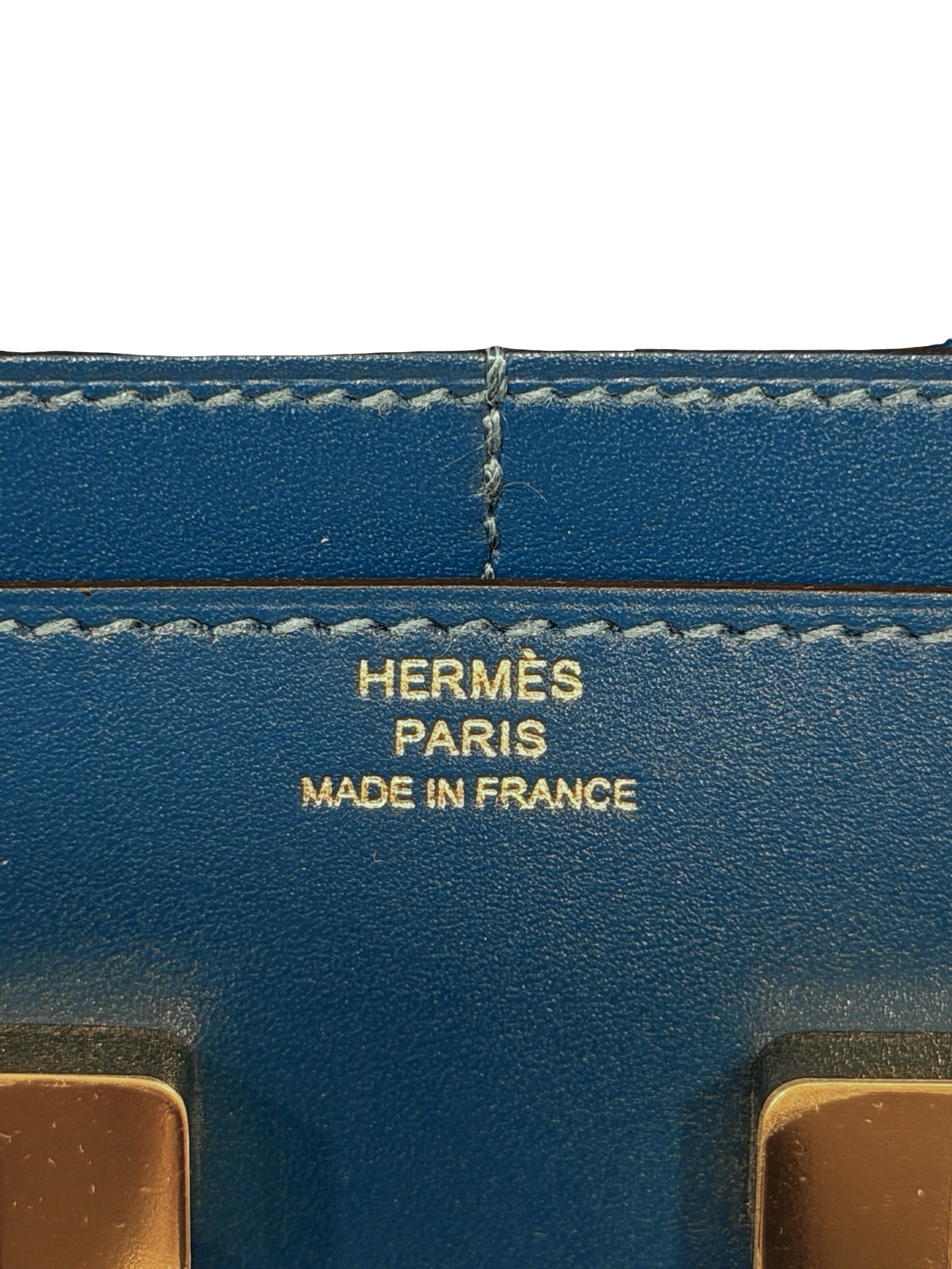 Hermes Box Compact Constance Short Wallet  - GHW / Blue