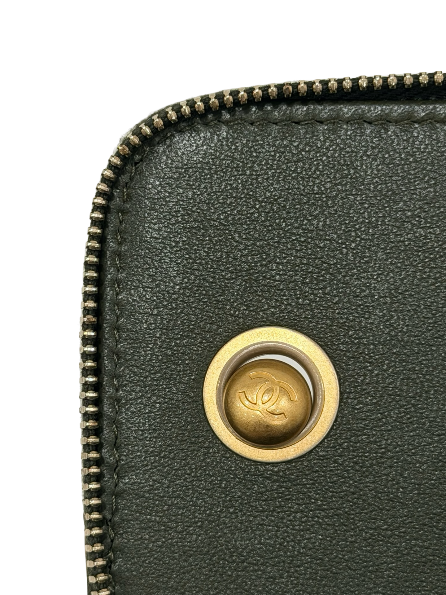 Chanel Quilted Lambskin Small Vanity Case - GHW / Olive Green