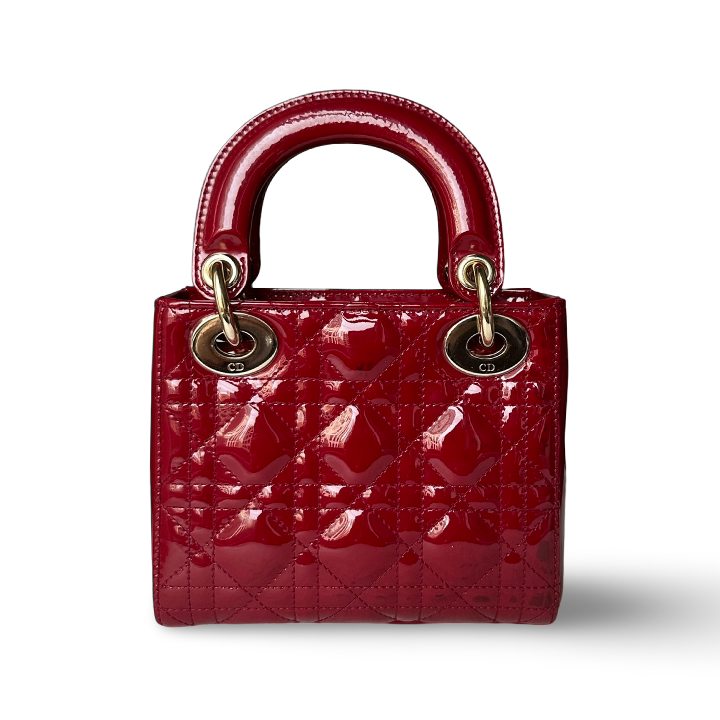 Dior Classic Patent Mini Lady Bag - GHW / Red