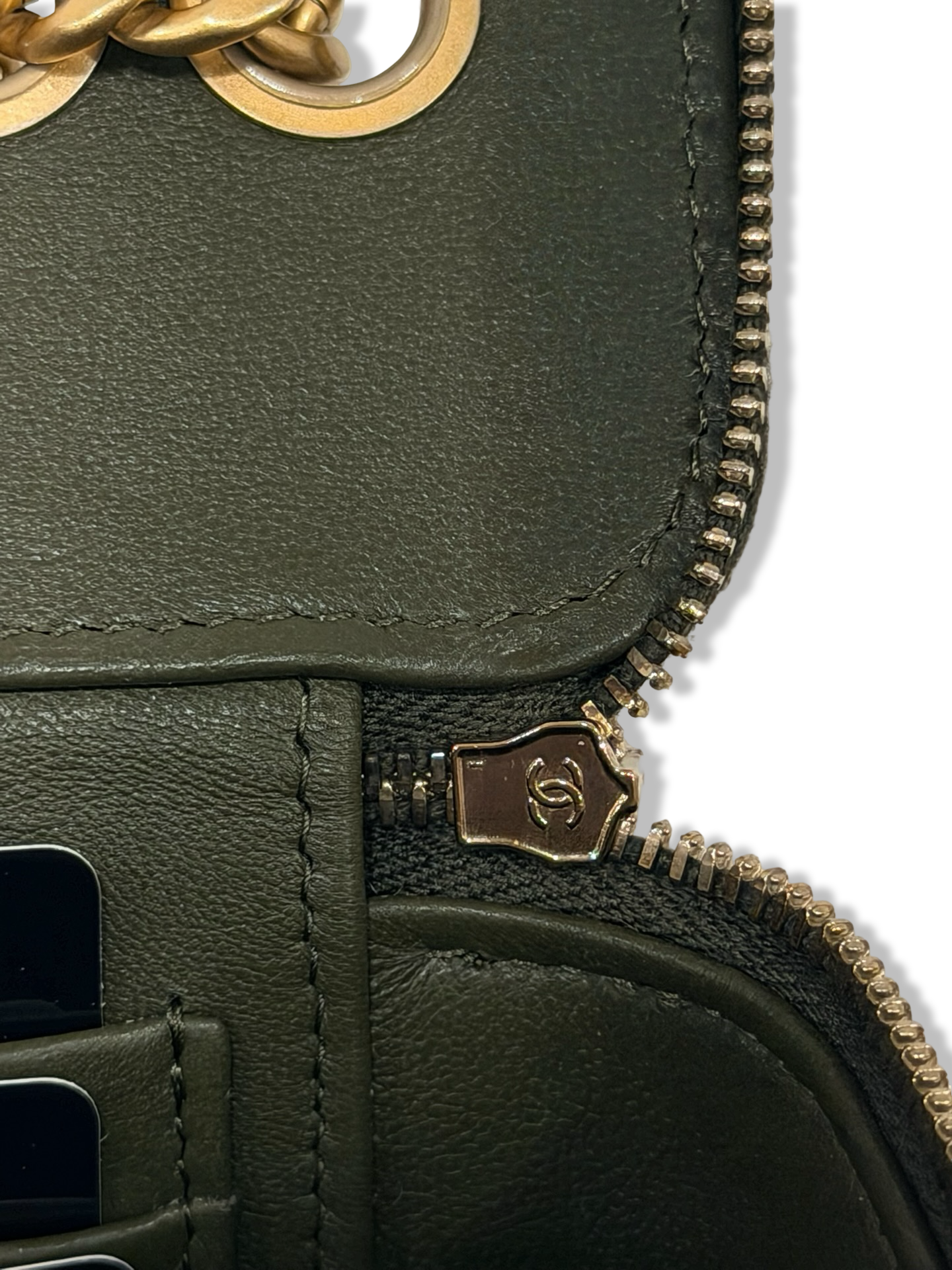 Chanel Quilted Lambskin Small Vanity Case - GHW / Olive Green