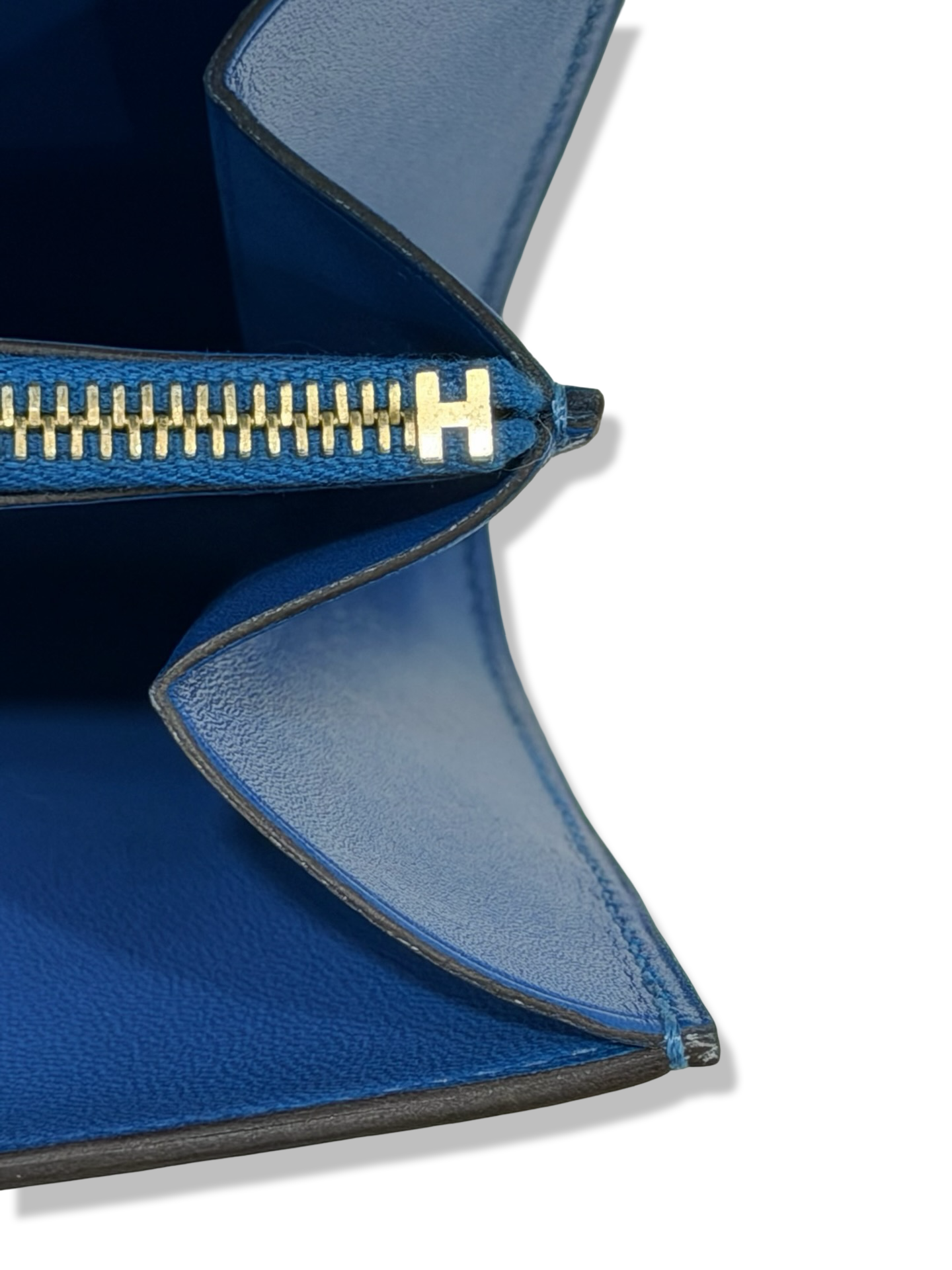 Hermes Box Compact Constance Short Wallet  - GHW / Blue