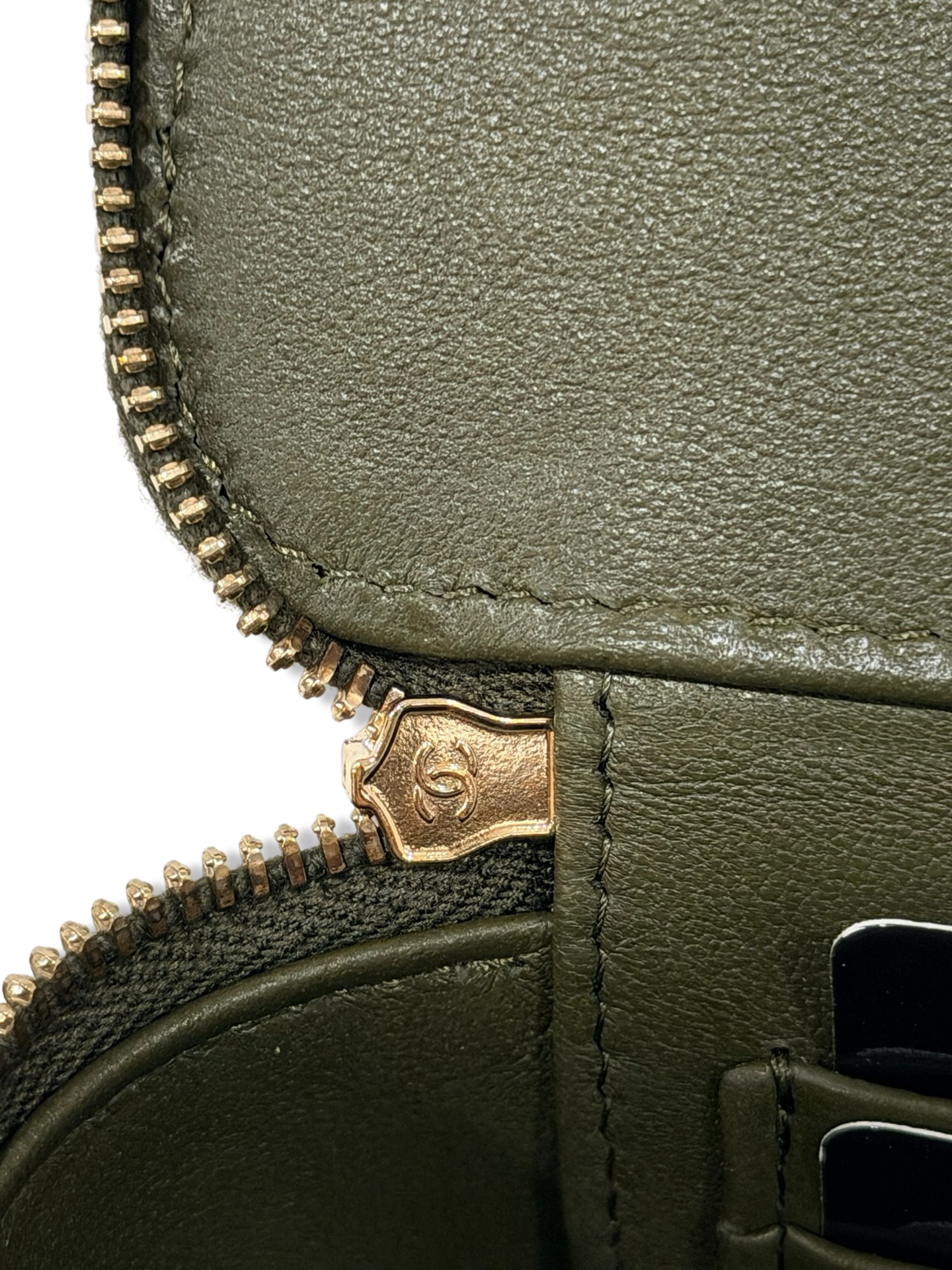 Chanel Quilted Lambskin Small Vanity Case - GHW / Olive Green